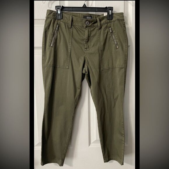 NWT a.n.a. A New Approach Size 14 Petite Olive Green Cargo Pants Cropped - Picture 1 of 9